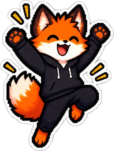 INQ Fox mascot coding on laptop